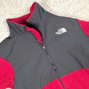 The North Face Kids Fleece Jacket Red Black Zip Up Logo Size XL Boys Girls